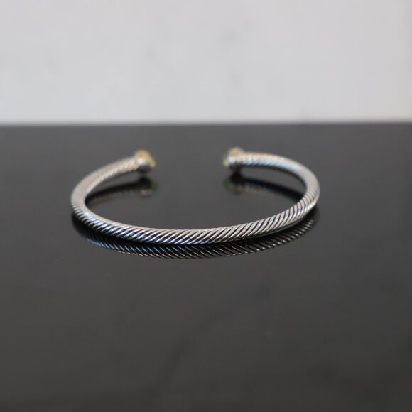 David Yurman 4mm Sterling Silver Lemon Citrine with 18K Gold Cable Bracelet - Picture 5 of 8